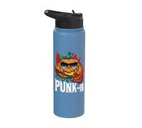 Spooky Punk-in Pumpkin Lantern Jack O' Lantern Halloween Stainless Steel Insulated Water Bottle