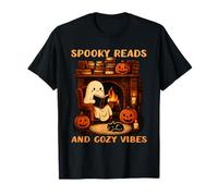 Spooky Reads Cozy Vibes Ghost Reading Book Lovers Halloween T-Shirt