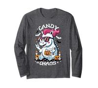 Spooky Rhino Punk Rocker Candy or Chaos Halloween Long Sleeve T-Shirt