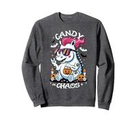 Spooky Rhino Punk Rocker Candy or Chaos Halloween Sweatshirt
