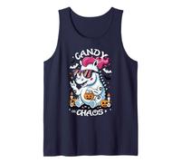 Spooky Rhino Punk Rocker Candy or Chaos Halloween Tank Top