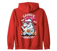 Spooky Rhino Punk Rocker Candy or Chaos Halloween Zip Hoodie