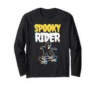 Spooky Rider Ghost Skateboarder Design Long Sleeve T-Shirt
