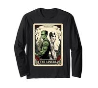 Spooky Romance Frankenstein The Lovers Tarot Halloween Vibe Long Sleeve T-Shirt