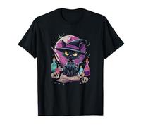 Spooky Salem Black Cat Witch & Book T-Shirt