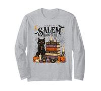 Spooky Salem Bookish Club Witchy Cat Reader Halloween Design Long Sleeve T-Shirt