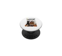 Spooky Salem Bookish Club Witchy Cat Reader Halloween Design PopSockets Adhesive PopGrip