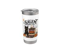 Spooky Salem Bookish Club Witchy Cat Reader Halloween Design Stainless Steel Insulated Tumbler