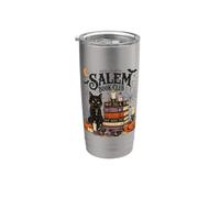 Spooky Salem Bookish Club Witchy Cat Reader Halloween Design Stainless Steel Insulated Tumbler