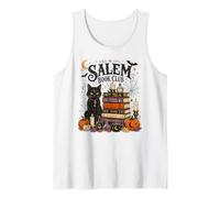 Spooky Salem Bookish Club Witchy Cat Reader Halloween Design Tank Top