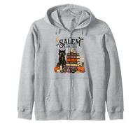 Spooky Salem Bookish Club Witchy Cat Reader Halloween Design Zip Hoodie