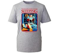 Spooky Santa T-Shirt, He Sees You When You Sleep Creepy Christmas Halloween Horror Crossover Top (Heather Grey, 2XL Years)