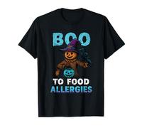 Spooky Scarecrow Crow Teal Pumpkin Halloween Boo Food T-Shirt