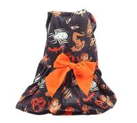 Spooky Season Dog Dress | Cute Pumpkin/Ghost/Bat Pattern | Soft Polyester Costume for Puppies/Small Dogs | Easy to Put On Holiday Outfit