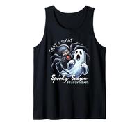Spooky Season Ghost and Giant Spider Funny Design Tank Top