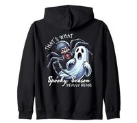 Spooky Season Ghost And Giant Spider Funny Design Zip Hoodie