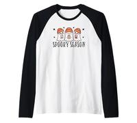 Spooky Season Ghost Trio Halloween Ghosties Coffee Date Raglan Baseball Tee