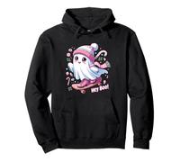 Spooky Season-Hey Boo! Christmas lights Skateboard Ghost Kid Pullover Hoodie