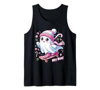 Spooky Season-Hey Boo! Christmas Lights Skateboard Ghost Kid Tank Top