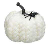 Spooky Season Knit Pumpkin With Spider - Featuring A Minimalistic White Knit Design And A Creepy Spider Accent, This Decorative Knit Pumpkin Looks (White)