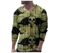 Spooky Season Shirts Men Ugly Pumpkin Bat Vintage Print Streetwear Workout Sport Shirt Funny Adult Costumes Bloody Printed Tops for Costume Theme Parties Green