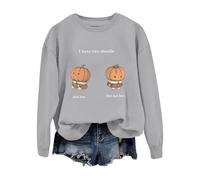 Spooky Season Sweatshirt For Women Cute Pumpkin Graphic Pullover Casual Novelty Gift Sweater Haunted Vintage Fashion Festive Fall Top Clothes For Halloween Events (Grey, XXL)