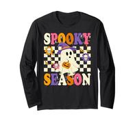 Spooky Season Witch Ghost Pumpkin Groovy Halloween Long Sleeve T-Shirt