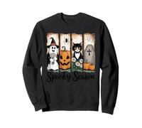 Spooky Seasons Ghost Cat Quartet Halloween Top Sweatshirt
