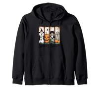 Spooky Seasons Ghost Cat Quartet Halloween Top Zip Hoodie