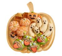 Spooky Serving Set Ghost & Pumpkin Wooden Charcuterie Board Plates for Halloween Cheese Trays Appetizers - Eco-Friendly Party Dishes