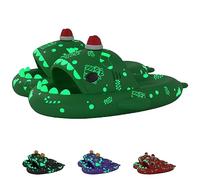 Spooky Shark Slides Glow in The Dark Halloween Shark Slides Christmas Shark Slides Halloween Shark Shoes Santa Shark Slides Slippers for Women Men (Green,10.5-11.5 Women/8.5-9.5 Men)