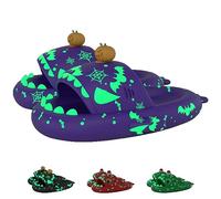 Spooky Shark Slides Glow in The Dark Halloween Shark Slides Christmas Shark Slides Halloween Shark Shoes Santa Shark Slides Slippers for Women Men (Purple,10.5-11.5 Women/8.5-9.5 Men)