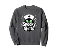 Spooky Shifts: Alien Nurse Halloween for Medical Staff Sweatshirt, Adult Unisex, Dark Heather Grey, XXL