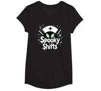 Spooky Shifts: Alien Nurse Halloween for Medical Staff T-Shirt, Girls, Black, Medium