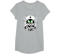 Spooky Shifts: Alien Nurse Halloween for Medical Staff T-Shirt, Girls, Heather Grey, Small