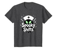 Spooky Shifts: Alien Nurse Halloween for Medical Staff T-Shirt, Kids, Dark Heather Grey, 8 Years