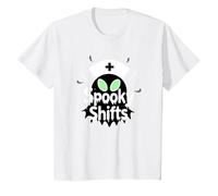 Spooky Shifts: Alien Nurse Halloween for Medical Staff T-Shirt, Kids, White, 6 Years