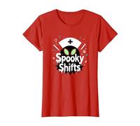 Spooky Shifts: Alien Nurse Halloween for Medical Staff T-Shirt, Women, Red, XS