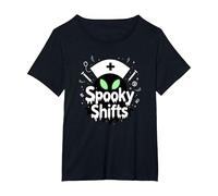 Spooky Shifts: Alien Nurse Halloween for Medical Staff T-Shirt, Women's Plus, Black, 6X
