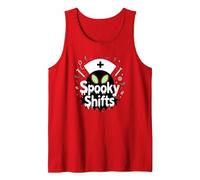 Spooky Shifts: Alien Nurse Halloween for Medical Staff Tank Top, Men, Red, L