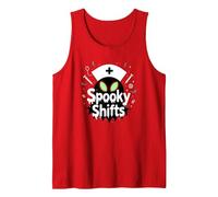 Spooky Shifts: Alien Nurse Halloween for Medical Staff Tank Top, Men, Red, XL