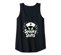 Spooky Shifts: Alien Nurse Halloween for Medical Staff Tank Top, Women, Black, M