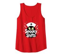 Spooky Shifts: Alien Nurse Halloween for Medical Staff Tank Top, Women, Red, L