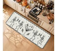 Spooky Skeleton and Witch Halloween Quote Kitchen Rugs 16x47 Inch