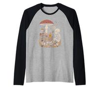 Spooky Skeleton Drinking Morning Coffee in a Dark Forest Raglan Baseball Tee