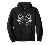 Spooky Skeleton Hands Heart Sign Halloween Vibes Women Girls Pullover Hoodie
