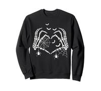 Spooky Skeleton Hands Heart Sign Halloween Vibes Women Girls Sweatshirt