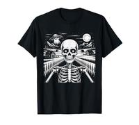 Spooky Skeleton Selfie with Spaceship Alien UFO Halloween T-Shirt
