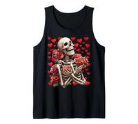 Spooky Skeleton with Red Roses Hearts Gothic Valentine’s Day Tank Top