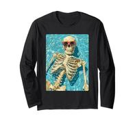 Spooky Skeleton with Sunglasses Gothic Summer Summerween Long Sleeve T-Shirt